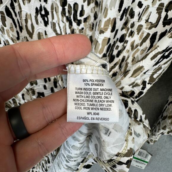 JM Collection Animal-Print Jacquard Top Womens Size PL Multicolor 3/4 Sleeve - Picture 6 of 13